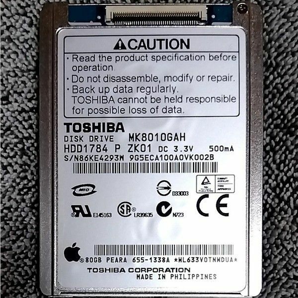 TOSHIBA MK8010GAH 80GB 4200rpm 8mm ZIF Apple iPod HDD 美品中古