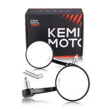 KEMIMOTO バーエンドミラー バイク 左右セット バイクミラー 車検対応 CNCアルミ製 軽量 オートバイミラー 汎用ミラー 角度調整可能 丸_画像1
