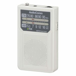 オーム(OHM) 電機AudioComm AM/FMポケットラジオ ポータブルラジオ コンパクトラジオ 電池式 電池長持ちタイプ ホワイト RAD-