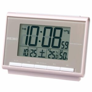 セイコークロック(Seiko Clock) セイコー クロック 目覚まし時計 電波 デジタル カレンダー 温度 湿度 表示 薄ピンク パール SQ6