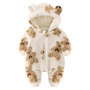 [MAESUNM] baby rompers Jump suit girl baby clothes bear pattern rompers autumn winter girl front opening type bear pattern reverse side nappy .... long 