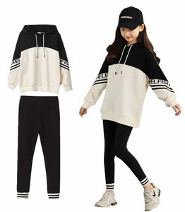 [RHOPEM] girl long sleeve sweatshirt Parker tight pants top and bottom 2 point set child clothes sweat Junior sport wear jersey pants 