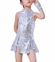 [LOLANTA] 女の子 ダンスウェア スパンコール ダンス衣装 子供 ドレス ストリート ダンス服 キラキラ ヒップホップ ジャズ ガールズ ダ_画像1