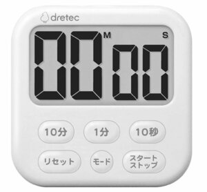 dretec(ドリテック) 大画面タイマー 機能が豊富な6キー 時計表示の切り替えも可能 料理 キッチン マグネット デジタル シャボン6 ホワイト