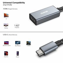 BENFEI USB C - HDMI 変換アダプタ 4K USB Type-C HDMI アダプタ [Thunderbolt 3 / 4] 互換タ_画像3