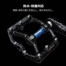 CXWXC 自転車 ペダル フラットペダル ロードバイク/クロスバイク/mtbなど用 リフレクター付 アルミ製（CX-930BU） (ブラック/ブル_画像4