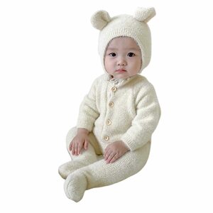 [monoii] 着ぐるみ クマ ベビー 赤ちゃん ロンパース くま かわいい パジャマ もこもこ ベビー服 ボア あったか ハロウィン 衣装 子供