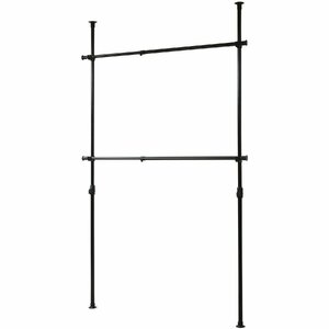 山善(YAMAZEN) 突っ張りポールハンガーラック ブラック 幅97.5-166cm 高さ140-280cm ダブル 伸縮 WJ-775(BK)