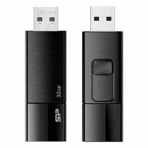 シリコンパワー USBメモリ 32GB USB3.0 スライド式 Blaze B05 ブラック SP032GBUF3B05V1K