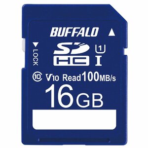 バッファロー SDカード 16GB 100MB/s UHS-1 スピードクラス1 VideoSpeedClass10 IPX7 Full HD デー