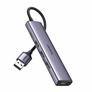 UGREEN USB3.0 ハブ 4ポート拡張 ノートPC/PS5/PS4/Xbox/Surfaceに適用 給電用USB-Cポート付き セルフ/バス