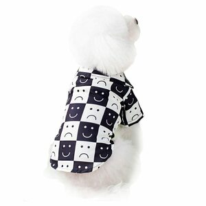 OUHUAN 犬服 ペット服 Tシャツ 笑顔 チェックシャツ 犬の服 春夏用 タンクトップ 柔らかい 綿製 ペットウェア ドッグウェア 可愛い ベス