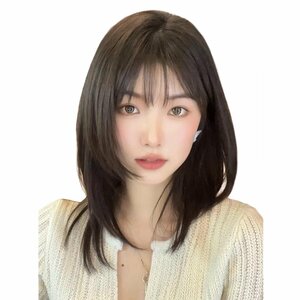 BARSDAR wig strut medium semi long lady's wigkatsula woman equipment full wig nature black tea . small face pretty nature enduring 