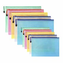 KALOLINNA ジッパー式ファイル袋 ファスナー付きポーチ メッシュファイルバッグ 防水 半透明 10枚セット（A4+A5） 5色 ドキュメント_画像1