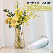 花瓶 Lewondr 花びん おしゃれ がびん ガラス 花活け フラワーベース ガラス容器 吹きガラス 高さ22cm ガラスベース ガーデニング 水_画像3