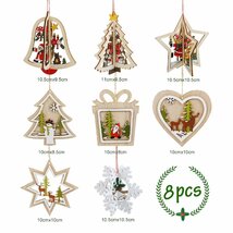 LEMESO クリスマス 飾り オーナメント クリスマスツリー オーナメント 飾り 木製 ストラップ 3D 立体 8デザイン デコレーション ドロッ_画像2