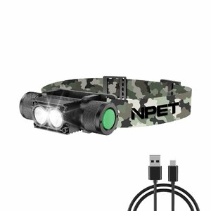 NPET LED ヘッドライト USB充電式 高輝度 超軽量 強力 小型 CREE社製LED 1100ルーメン明るい 6モード SOS点滅 IPX6