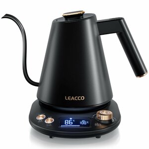 LEACCO 電気ケトル 温度調節 コーヒーポット 2種湯沸かしモード ドリップケトル 細口 急速沸騰 1.0L 電気ポット ケトル 2時間保温/