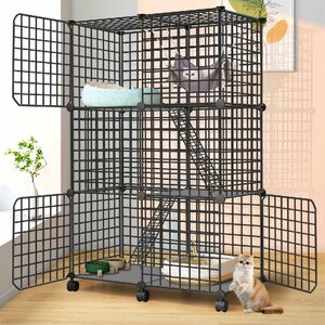 ZYLKEKL cat cage . cat for cage two row 3 step (75x36x114.5cm) gray cat house for interior cat. gauge largish animal cage large cat for cage many 