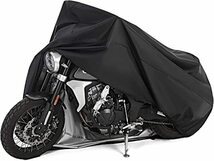 Hanmir バイクカバー 190T厚手 耐熱 防水 撥水 紫外線防止 盗難防止 防風 防埃 防雨 防雪 収納バッグ付き 原付カバー (ブラック)_画像1