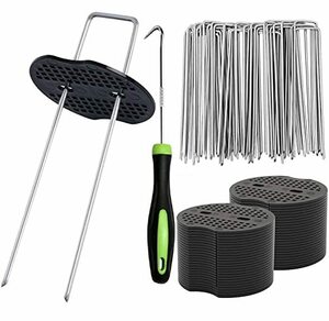 100 pcs set U pin . black circle attaching weed proofing seat weeding seat fixation for pushed .. pin 