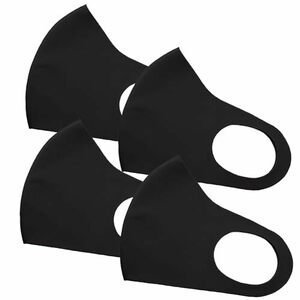 [Eraser] 冷感マスク ひんやり 夏用 洗える カラー 血色 4枚組 立体構造 UVカット 呼吸しやすい 繰り返し使える ブラック Lサイズ