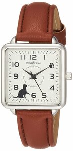 [アリアス] 腕時計 アナログ アマルフィディア 防水 革ベルト 猫 白 文字盤 WW20025A-154 レディース ブラウン
