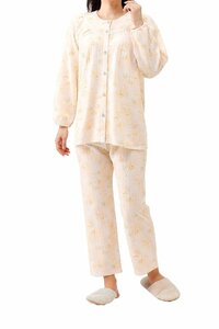 [ little Islay ndo] lady's soft cotton . pyjamas front opening top and bottom set M yellow 