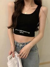 [ブブ オーハナ] クロップド ショート 丈 T シャツ タンクトップ セット レディース 女性 用 春 夏 秋 服 物 部屋着 Tシャツ ランニン_画像5