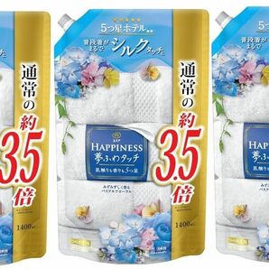 レノアハピネス 夢ふわタッチみずみずしく香るパステルフローラル 詰め替え 超特大 1400mL×3個の画像1