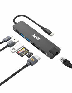 USB C ハブ 7in1 【4K HDMI/有線LAN 100Mps /PD 100W /USB3.0 & USB2.0 ポート/TF & SDス