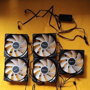 【5個セット】DEEPCOOL 12V RGB ケースファン RF120 黒（中古）