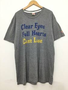 HOMAGE オマージュ メッセージ 名言 “Clear Eyes. Full Hearts. Can’t Lose. プリント 半袖Tシャツ メンズXXL〜 大きめ 【良品綺麗】242