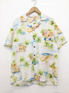 M D FASHION HAWAII製 USA 100%レーヨン アロハシャツ 半袖開襟シャツ ハワイアン メンズM 【良品綺麗】242