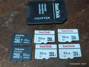 microSDカード　32GBx6枚 sandisk + toshiba　used 