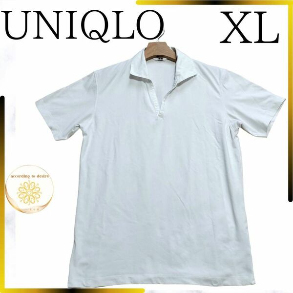 ユニクロ メンズ ポロシャツ 半袖 xl XL 白 綿 春 夏 ゴルフ