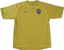 NIKE ナイキ サッカー トレーニングシャツ ブラジル代表 エンブレム刺繍 Lサイズ FIT-DRY タイランド製　ポリエステル100% 2004年頃_画像1
