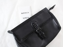 1円　美品　ボッテガヴェネタ　BOTTEGA VENETA　★　パイソン　＆　レザー　★　ポーチ　セカンドバッグ　化粧ポーチ　★　ブラック　8955_画像10