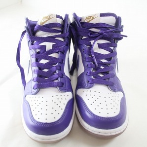 1円 美品 NIKE ナイキ WMNS DUNK HI  ★ DC5382-100  ★  ダンク ハイ VARSITY PURPLE  23cm ★ ハイカットスニーカー  5004 の画像4