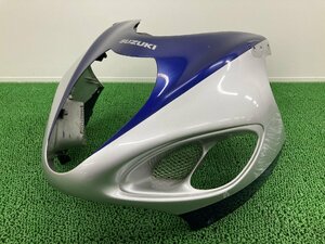 GSX1300Rハヤブサ アッパーカウル 銀/青M 24F0 スズキ 純正 中古 バイク 部品 GW71A ペイント素材に 割れ欠け無し 品薄 希少品