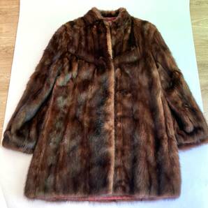 ☆サガミンク SAGA MINK 毛皮 コート 婦人用 レディース サイズ 11 ブラウン 茶色 リアルファー ネームありの画像1