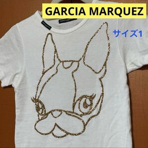ガルシアマルケス テリアフェイスTシャツ S バッグロゴ キラキラ小さいサイズ カットソー