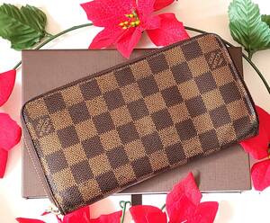 ★良品★LOUIS VUITTON ルイヴィトン ダミエ ジッピーウォレット ラウンドファスナー 長財布★N60015★ブラウン/メンズ/レディース★