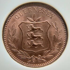 ガーンジー 8ダブルス 銅貨 1889 MS65RD Doubles NGCの画像1