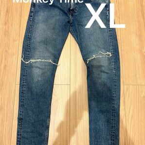 monkey time UNITED ARROWS セルビッチスキニーデニムジーンズ　XL ストレッチ