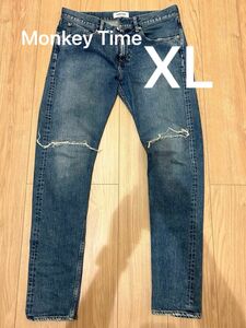 monkey time UNITED ARROWS セルビッチスキニーデニムジーンズ　XL ストレッチ