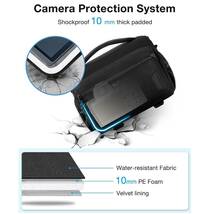 ショルダーカメラバッグ ブラック 調整可能な仕切り 三脚収納可 防水キャンバス カメラケース カメラを安全に持ち運ぶために役立つアイテム_画像4
