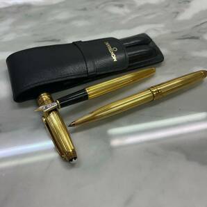 【TH0407】MONTBLANC 万年筆 ボールペンセットペン先 18k刻印750 ゴールド 文房具 刻印 モンブラン 金 筆記用具 コレクション 高級感の画像1