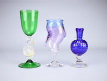PA435 工芸ガラス 【ムラノ】 ベネチアガラス ワイングラス 花瓶 ３点 一括出品／美品！ｚ_画像4