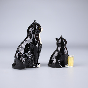 CF060 Royal Doulton 【ロイヤルドルトン】 黒猫 置物 2点／美品！ｒの画像3